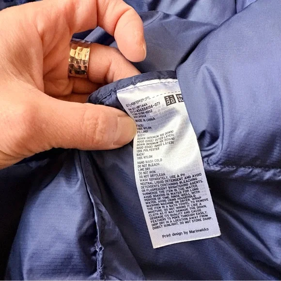 Uniqlo x Marimekko Ultra Light Down Cocoon Parka Jacket Blue Women’s S - Picture 14 of 16